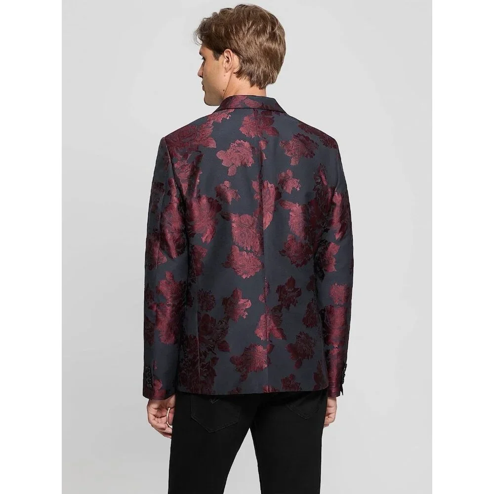 Guess Men’s Jacquard Floral Blazer Allover Floral Printed Size S